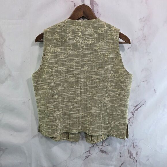 The Territory Ahead Vest Womens Large Beige Gold Tan Loop Button Jacket Jacquard - Picture 5 of 10